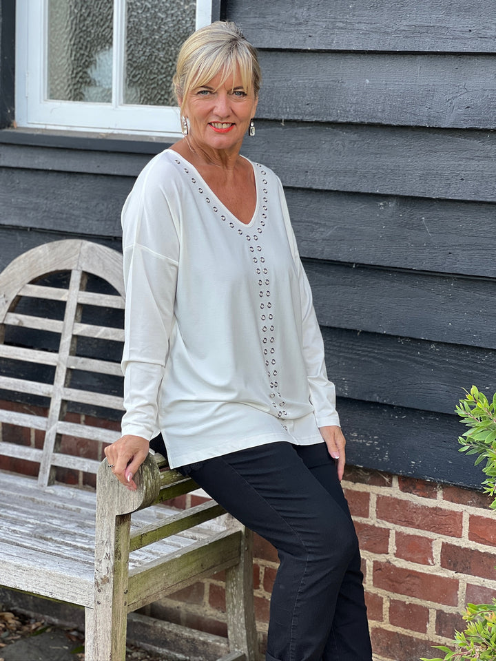 Urban Edge Stud Top - Malissa J | White