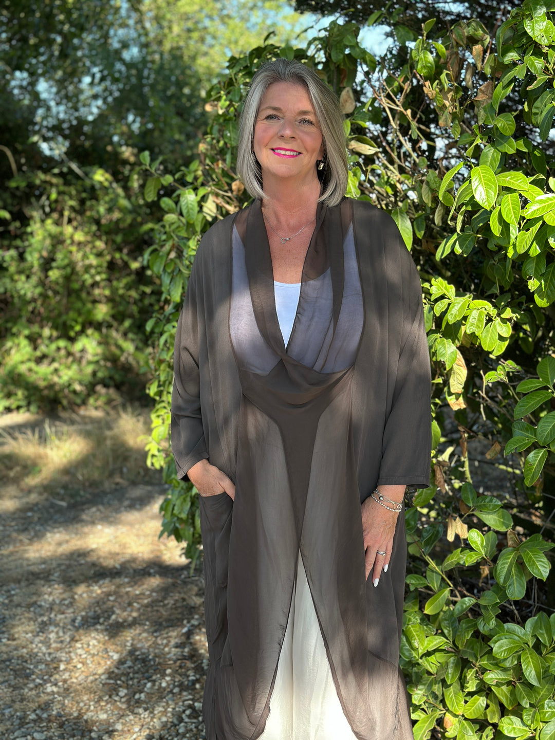 Silk Crossover Tunic | Chocolate Brown