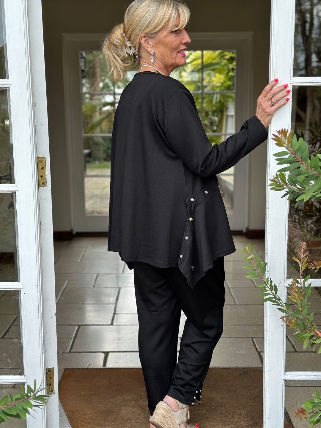 Studded Jersey Tapered Trousers - Malissa J | Black