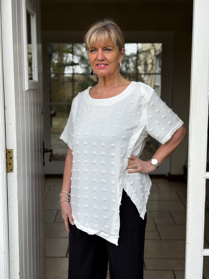 Woven Bobble T-Shirt Shoulder Pads Malissa J | White - Mandy's Heaven 