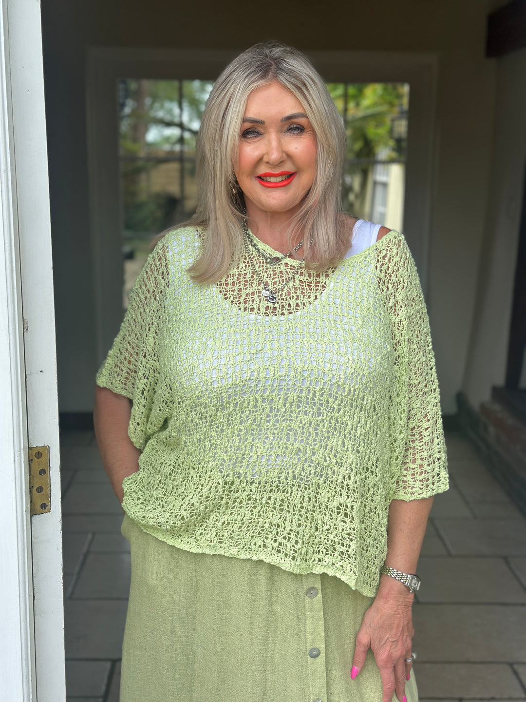 Net Edgy Crochet Top | Lime