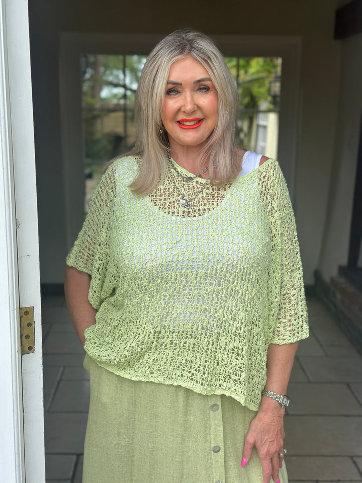 Net Edgy Crochet Top | Lime