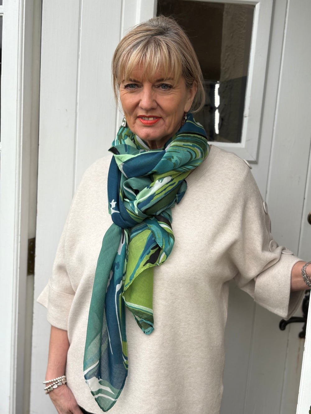 Abstract Swirl Scarf | Blue & Green - Mandy's Heaven 