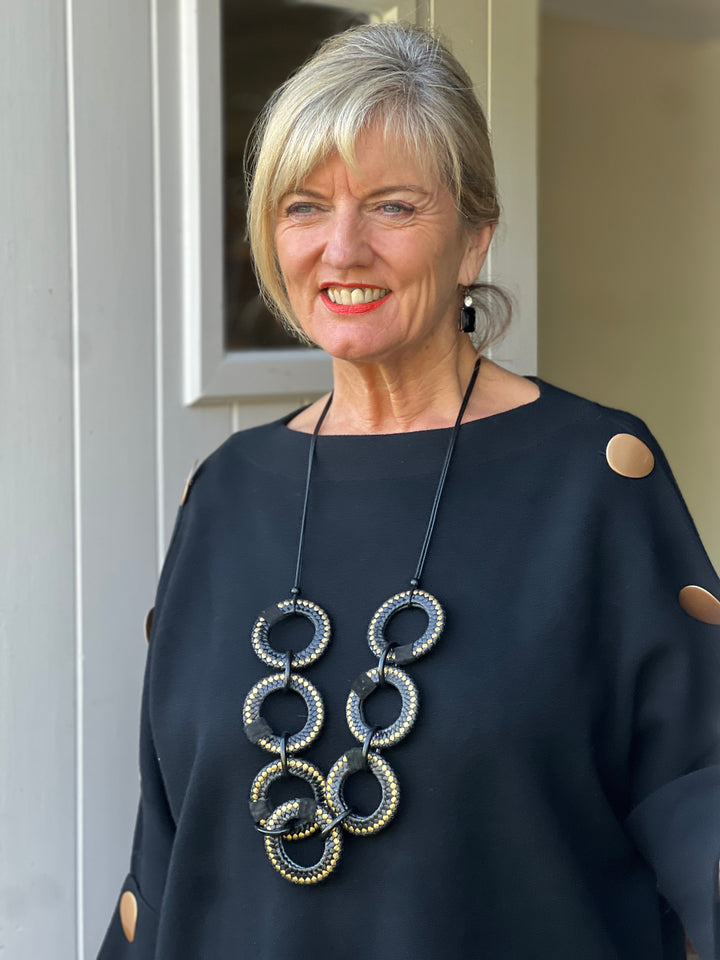 Black Multi Ringlet Necklace