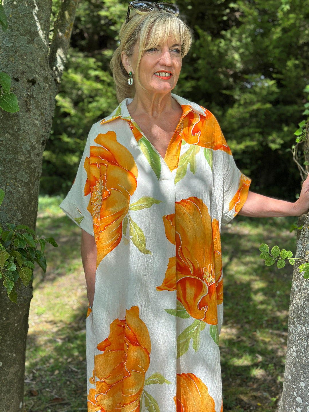 Tropical Bloom Tunic Dress | Orange