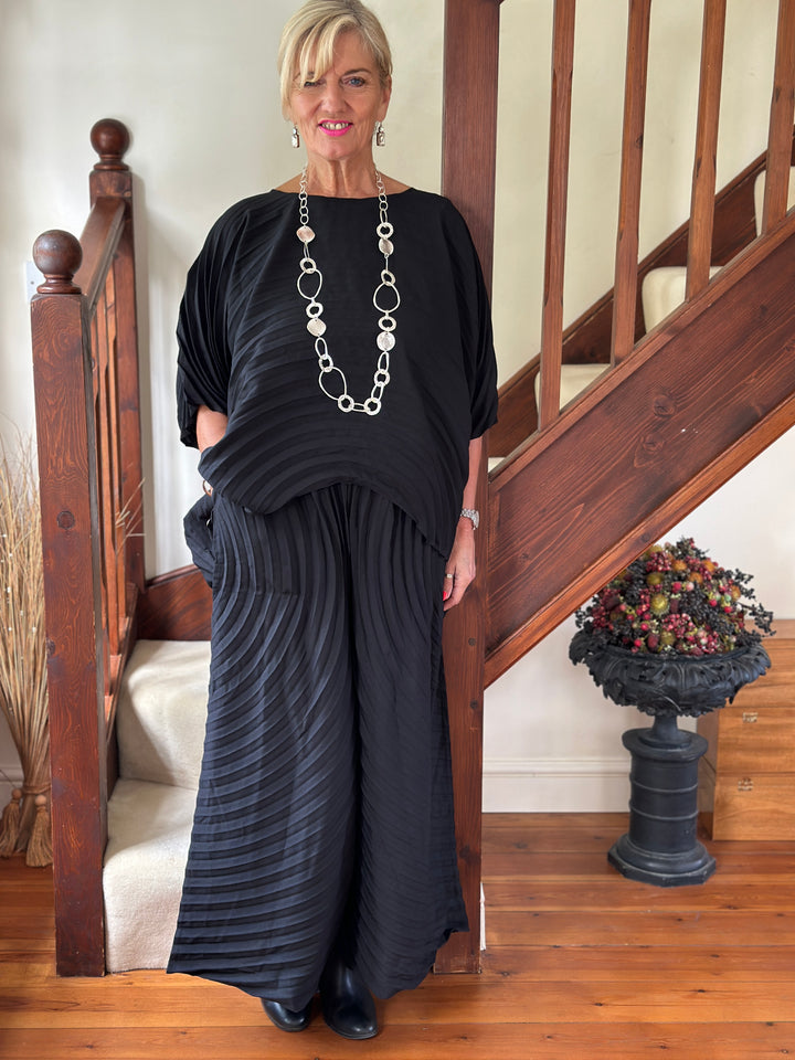 Curved Pleat Trousers - Malissa J | Black