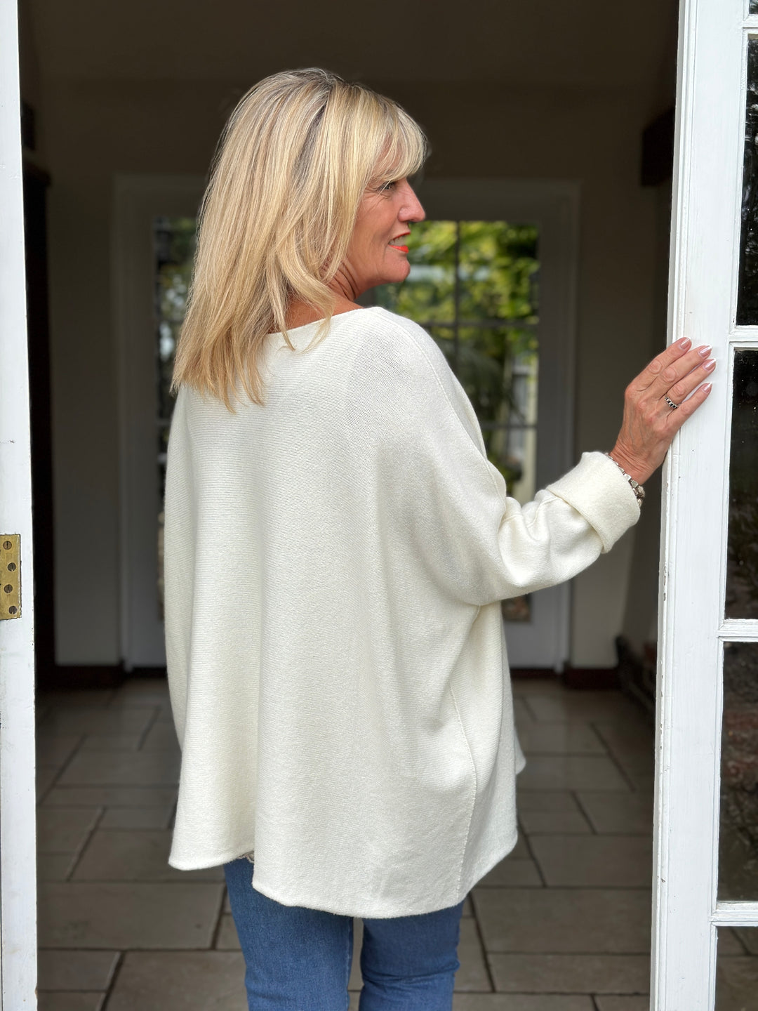 V-Neck Knitted Jumper | Soft Cream