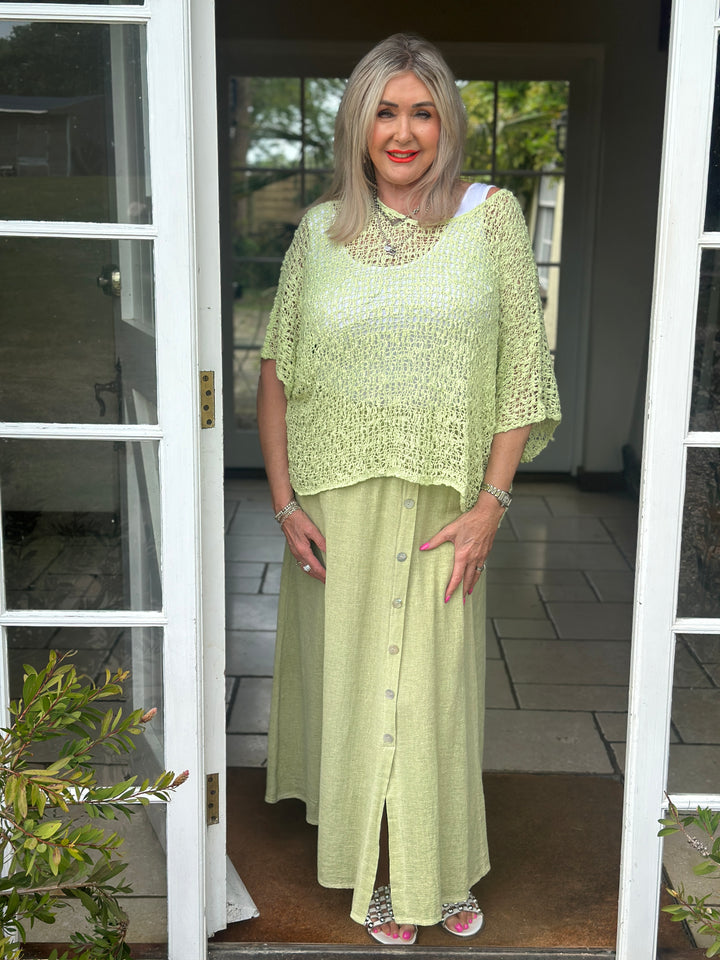 Button Detail Skirt | Lime