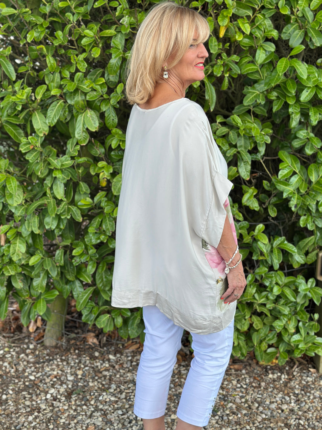 Floral Soft Ovesized Top | Stone