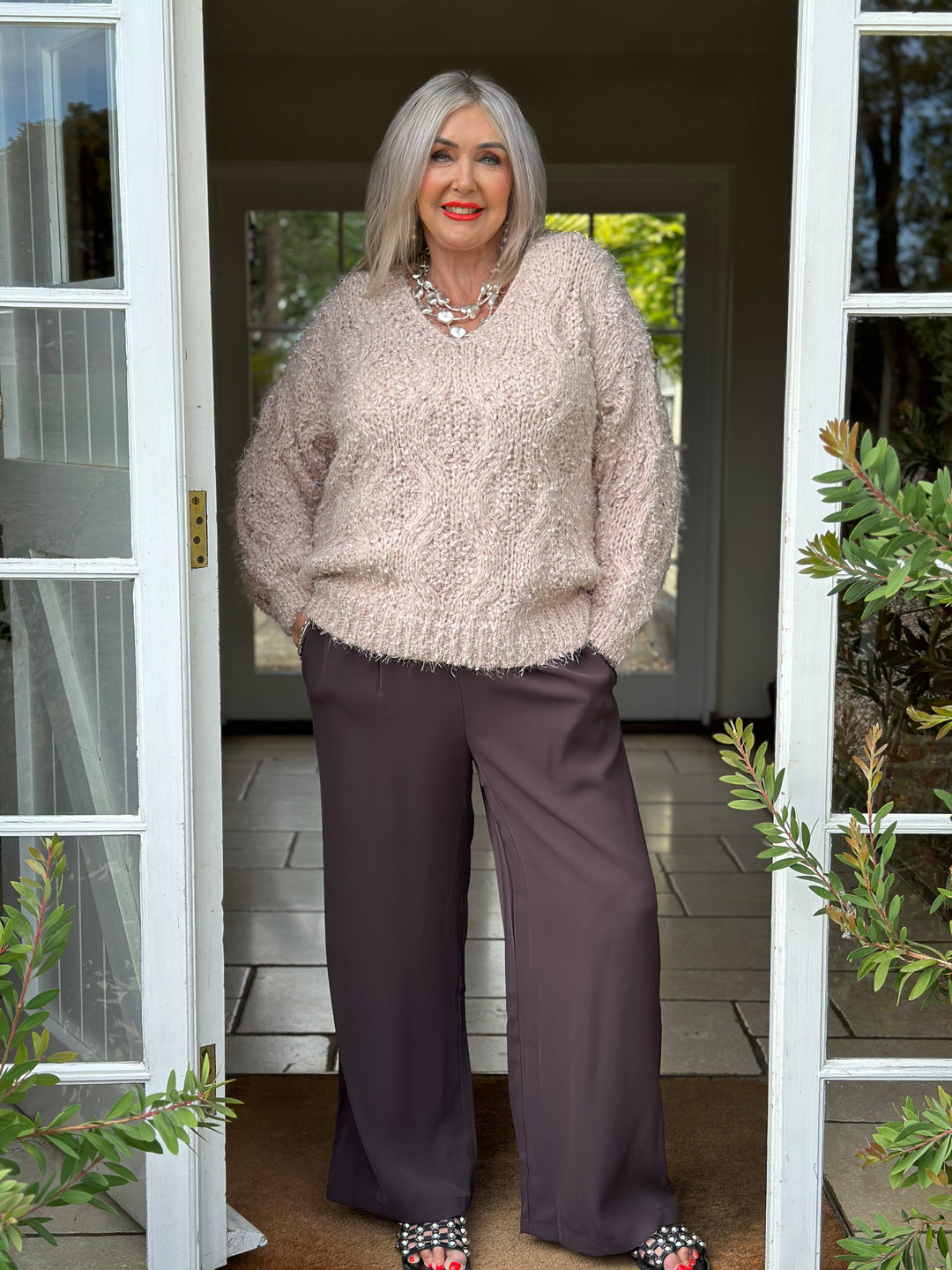 Cable Knit Shimmer Jumper - Malissa J | Blush
