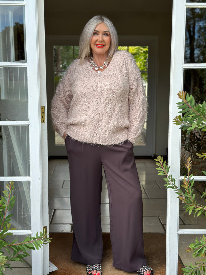 Cable Knit Shimmer Jumper - Malissa J | Blush