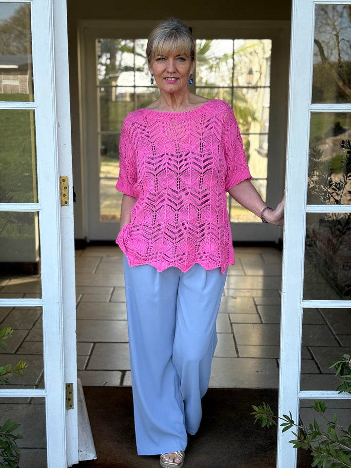 Crochet T-Shirt | Fuchsia