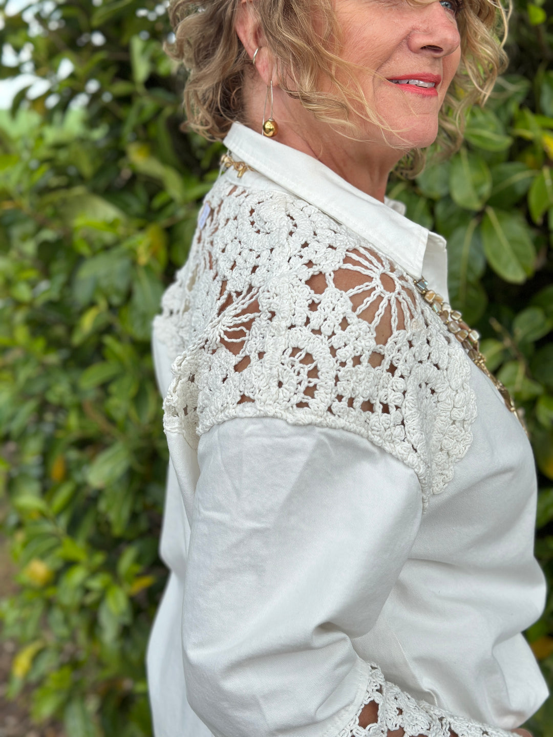 Crochet Detail Shirt | Off-White