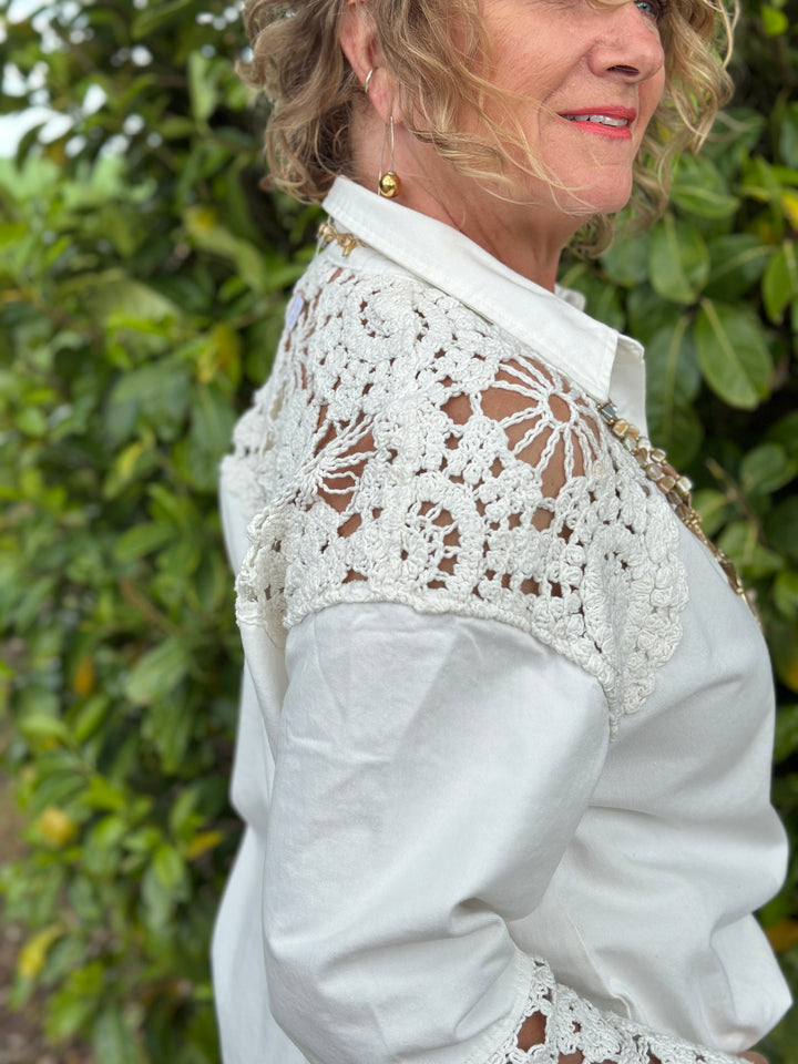 Crochet Detail Shirt | Off-White