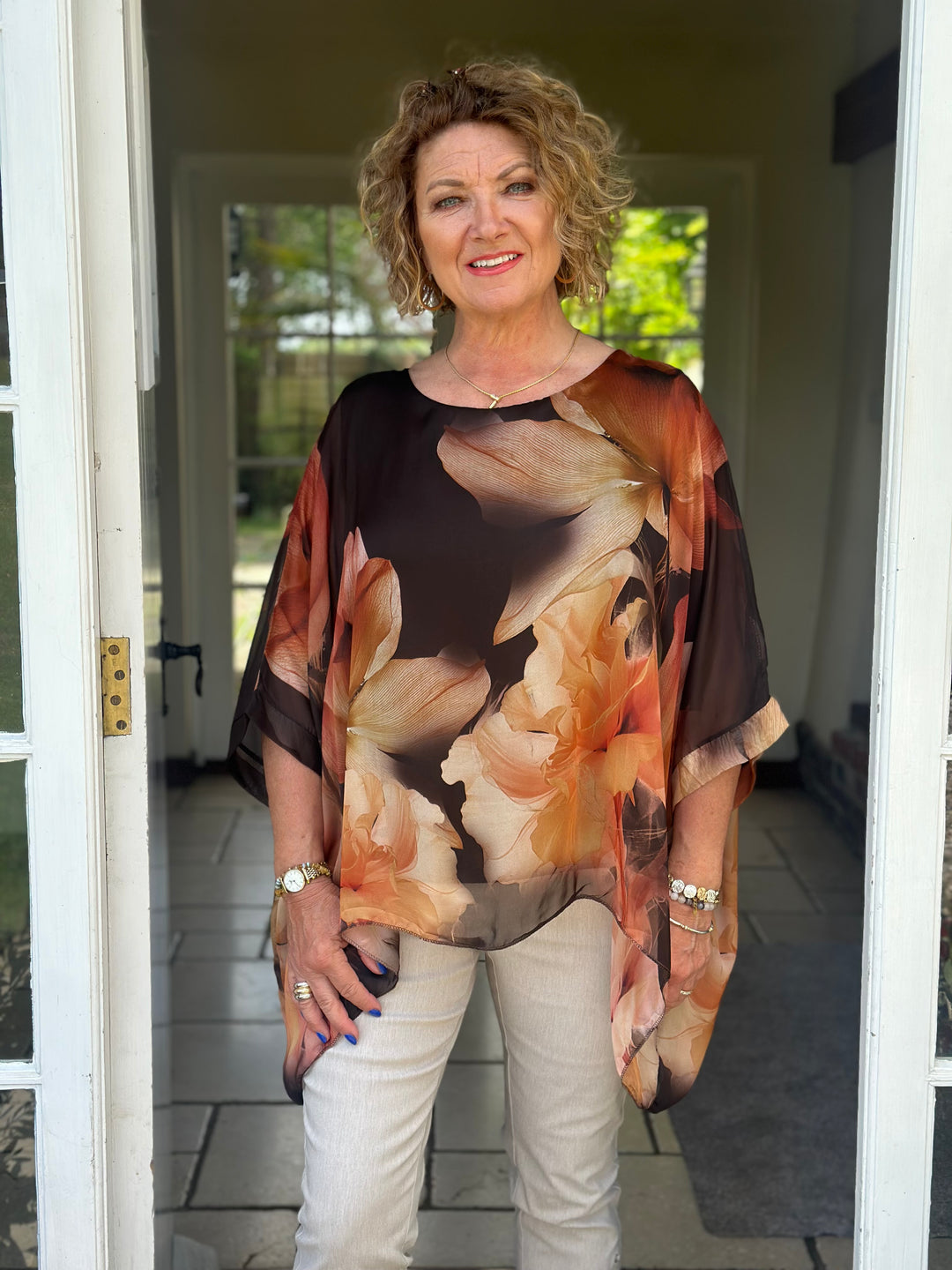 Botanical Mia Silk Blouse | Brown