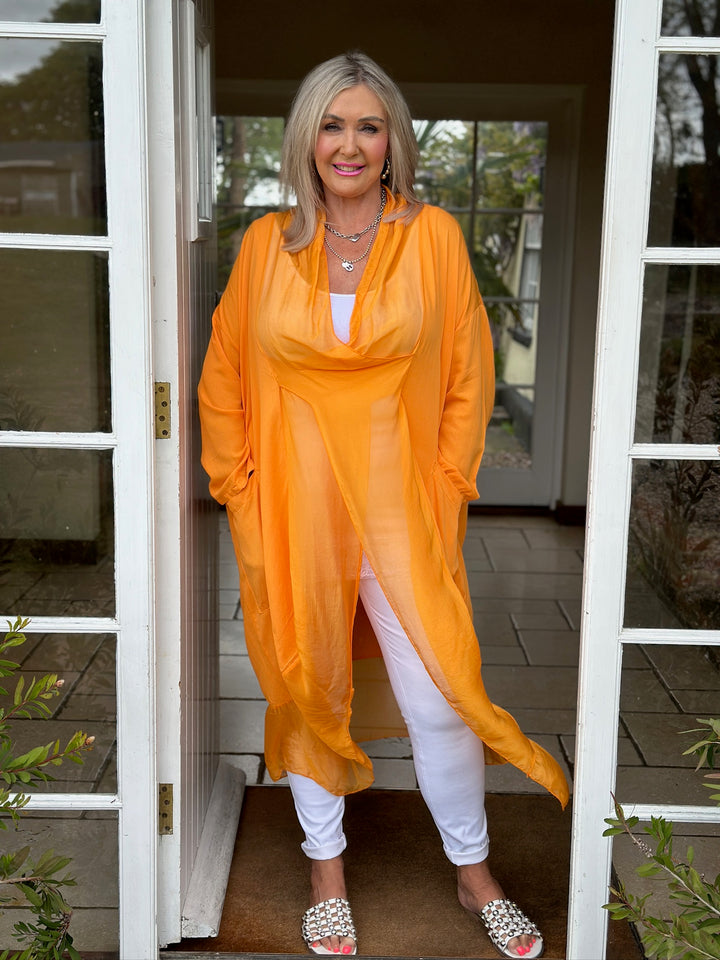 Silk Crossover Tunic | Orange