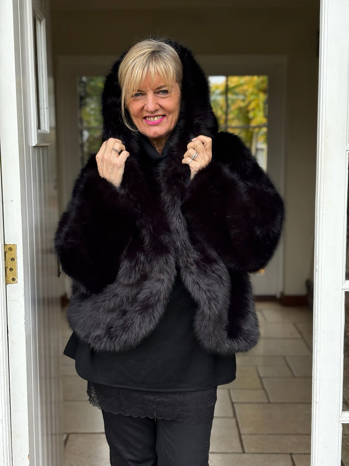 Faux Fur Hooded Jacket | Black
