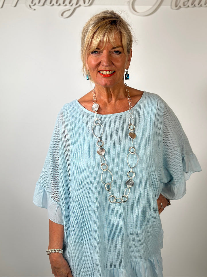 Mesh Textured Blouse | Baby Blue