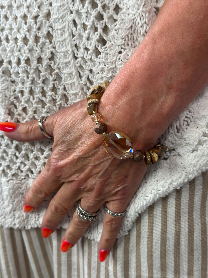 Coloured Stones Bracelet | Brown