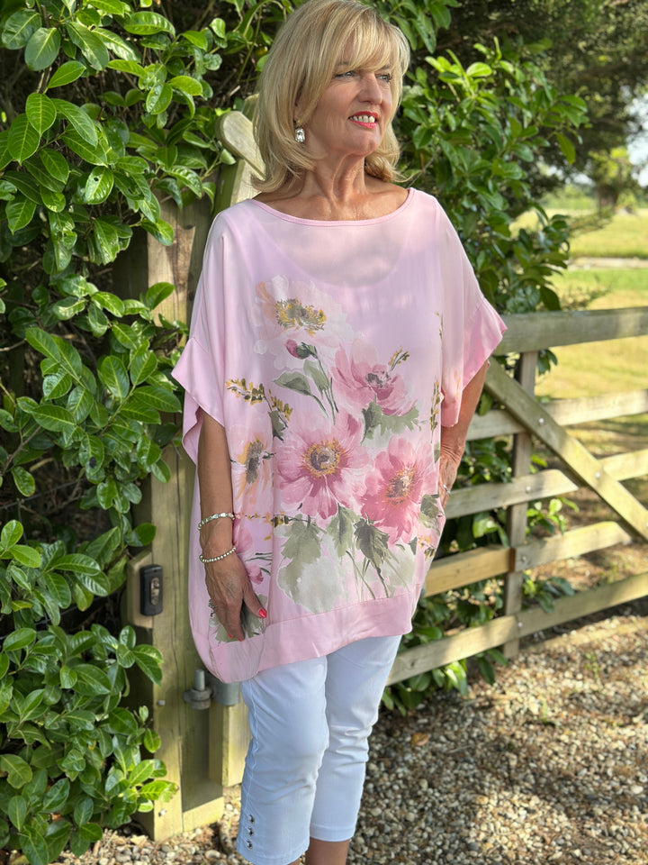 Floral Soft Ovesized Top | Pink