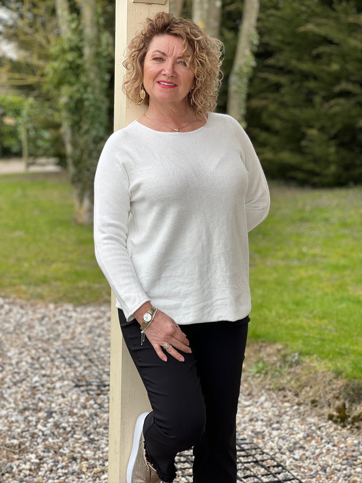 Petite Round-Neck Knitted Jumper | Cream