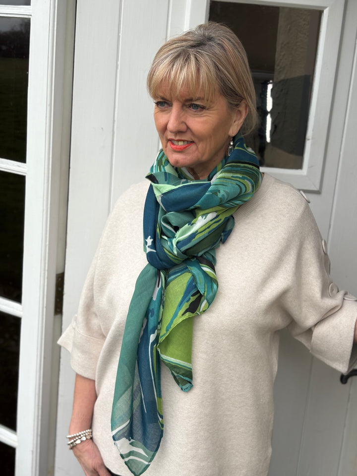 Abstract Swirl Scarf | Blue & Green - Mandy's Heaven 