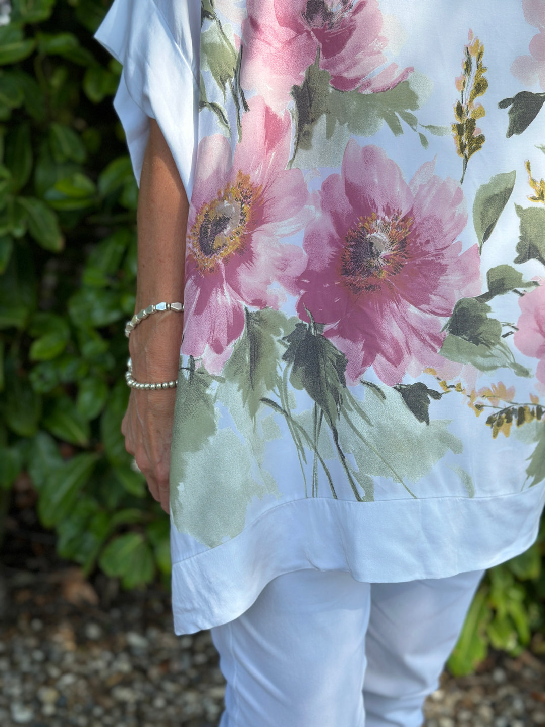 Floral Soft Ovesized Top | White