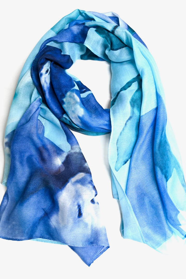 Watercolour Floral Scarf - Blue - Mandy's Heaven 