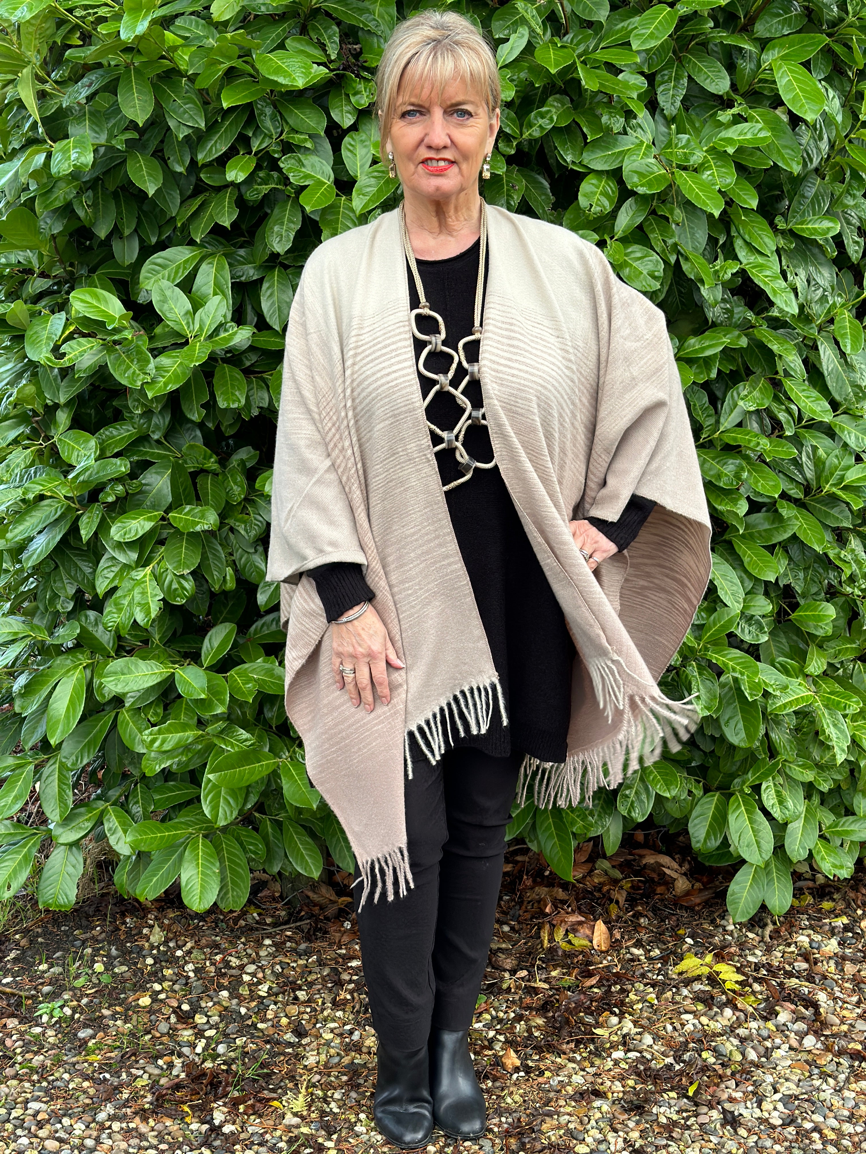 shawl wrap with fringe