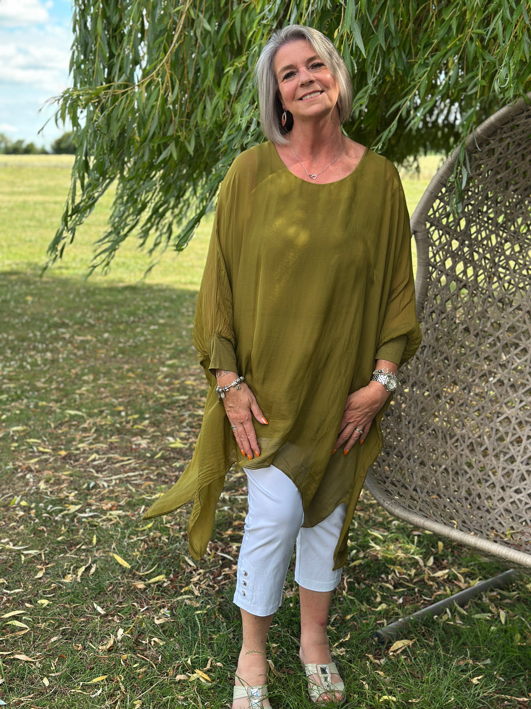 Bella Silk Blouse | Olive
