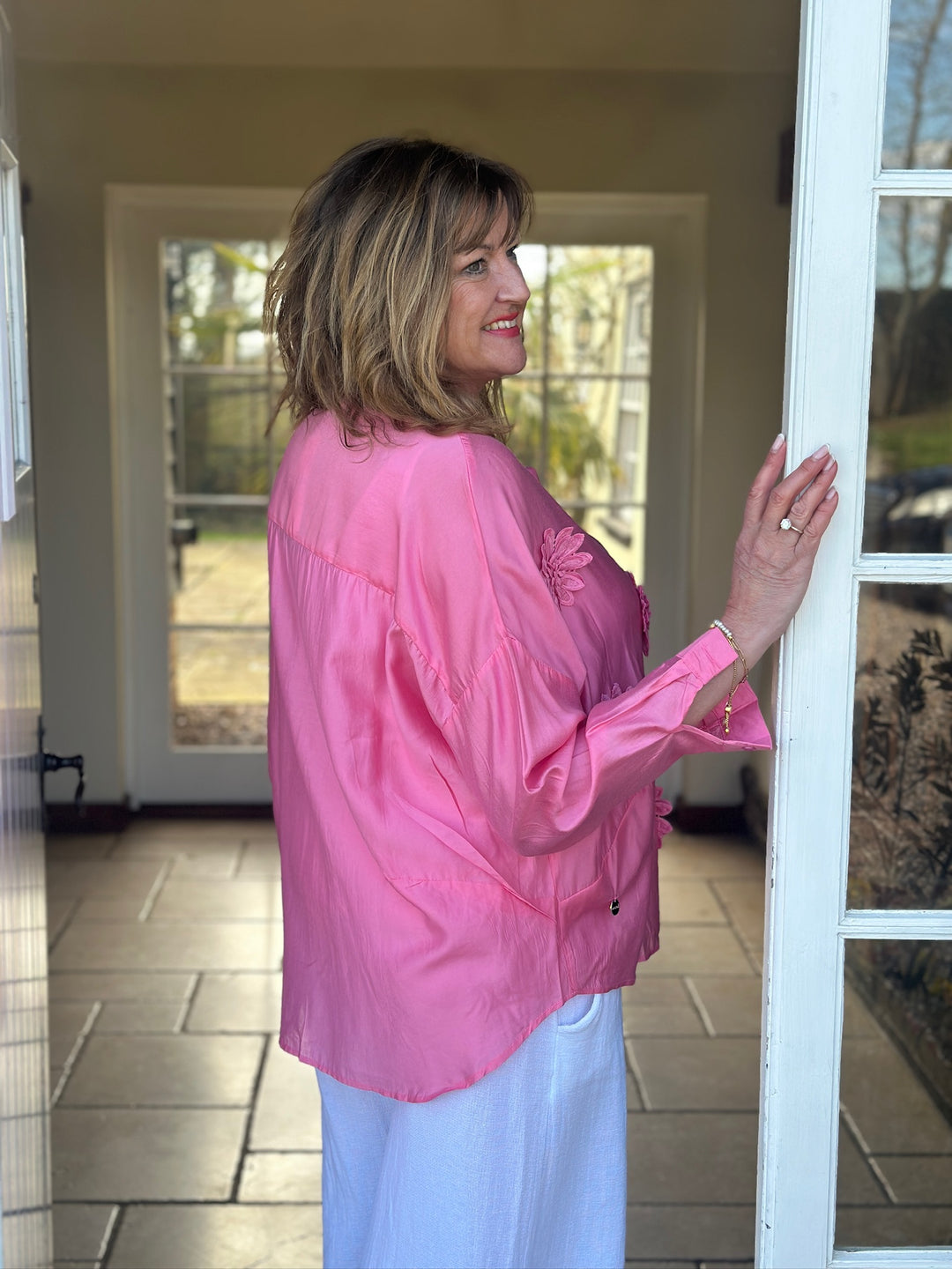 Blouse With Flower Detail  - Malissa J | Pink