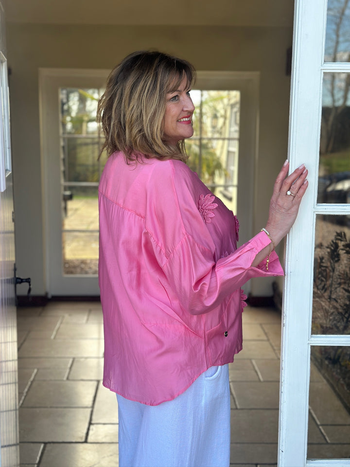 Blouse With Flower Detail  - Malissa J | Pink