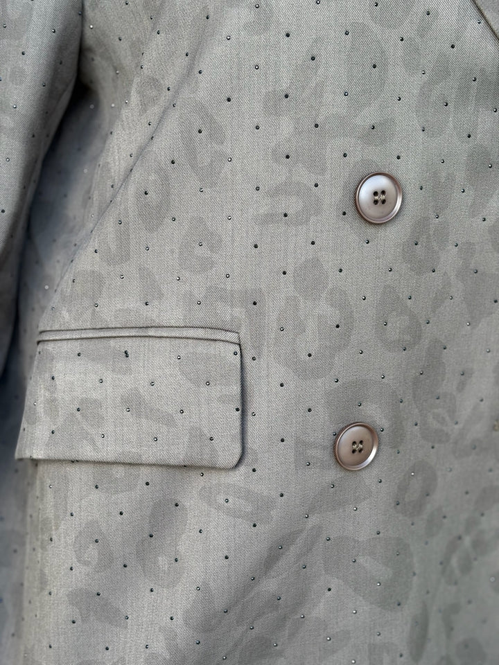 Embellished Leopard Blazer - Malissa J | Stone