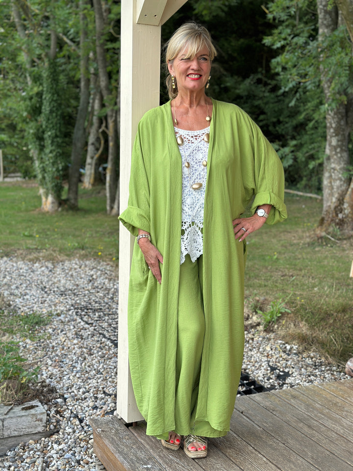 Longline Cardigan Two Piece Co-ord Set | Lime