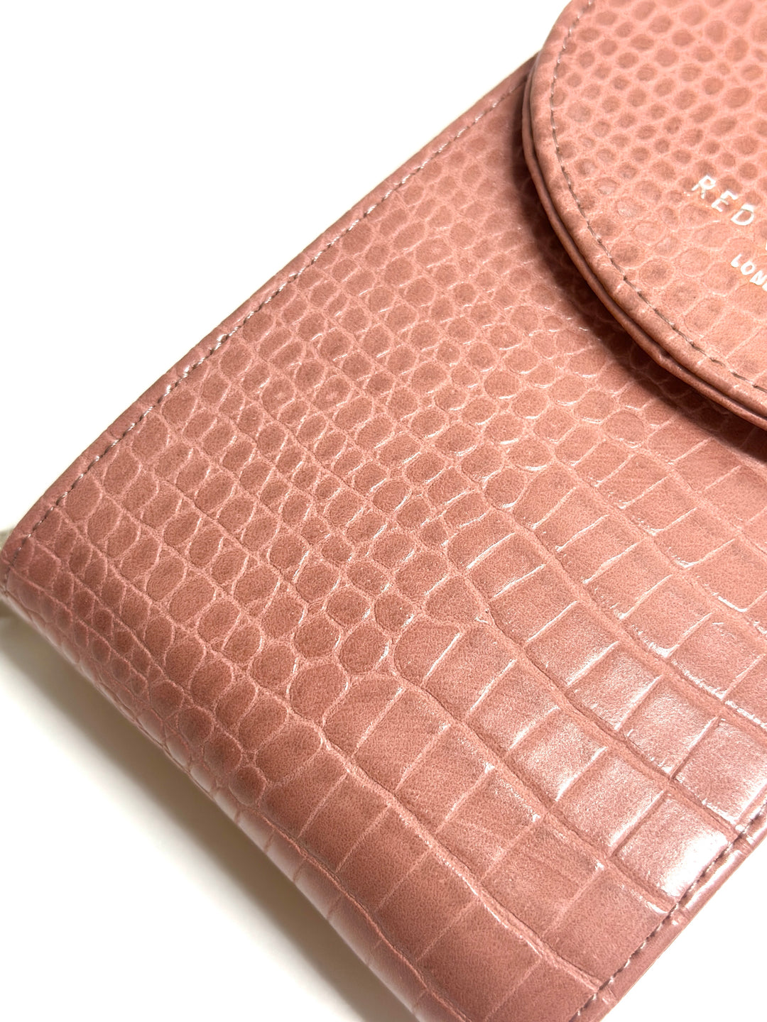 Red Cuckoo London Croc Print Purse Bag | Pink