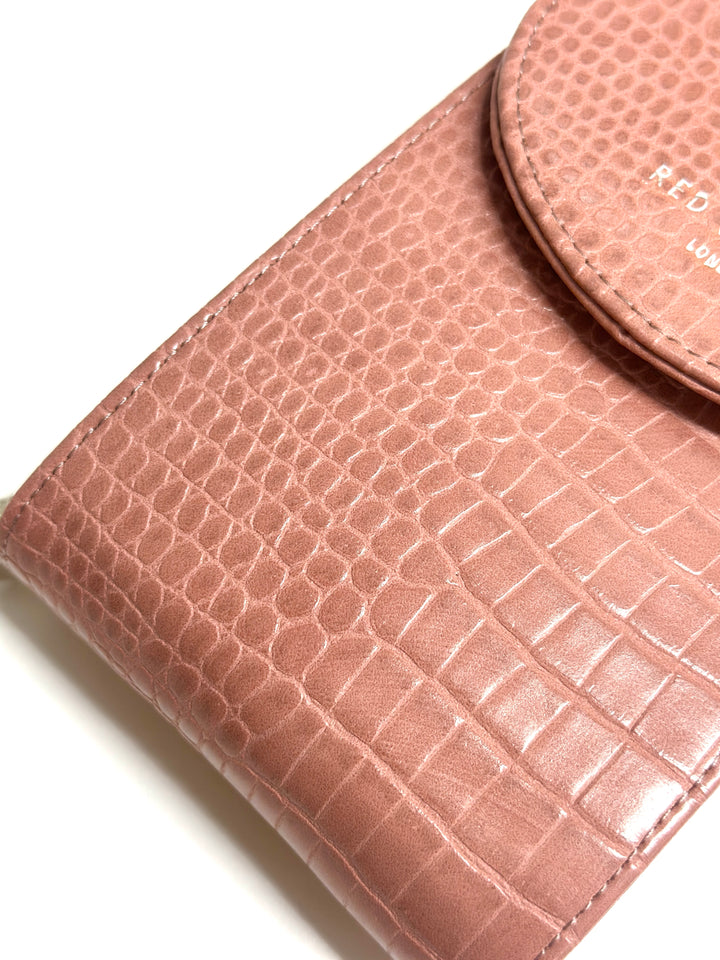 Red Cuckoo London Croc Print Purse Bag | Pink