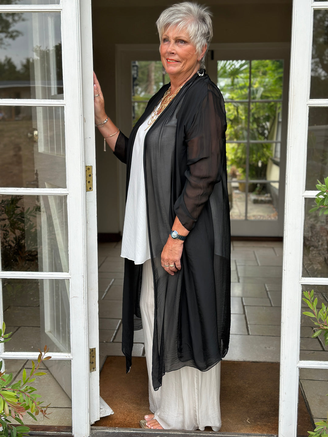 Longline Waterfall Cardigan | Black