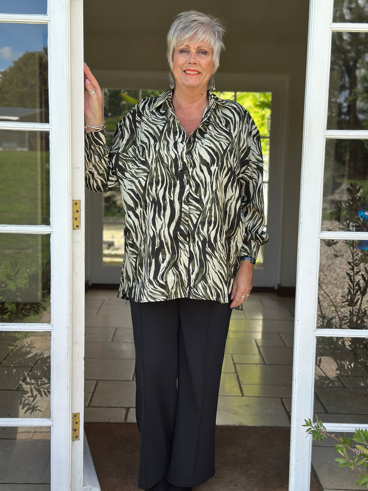 Iconic Print Collared Shirt | Bottle Green