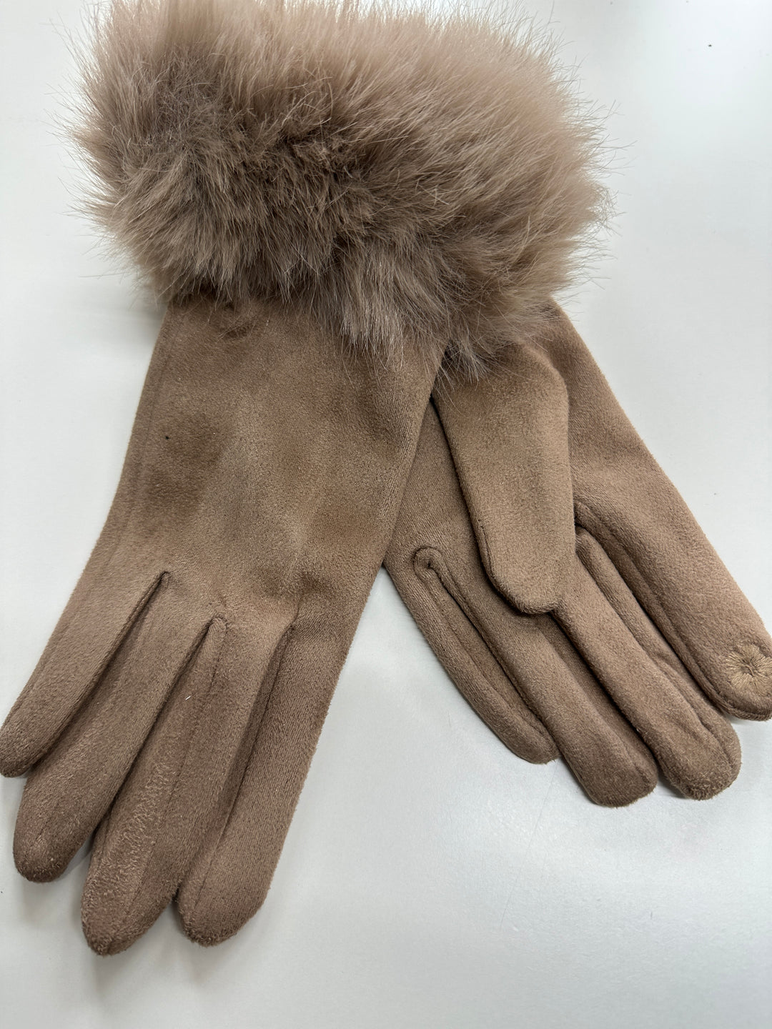 Faux Fur Suede Soft Touch Gloves - Malissa J | Mocha