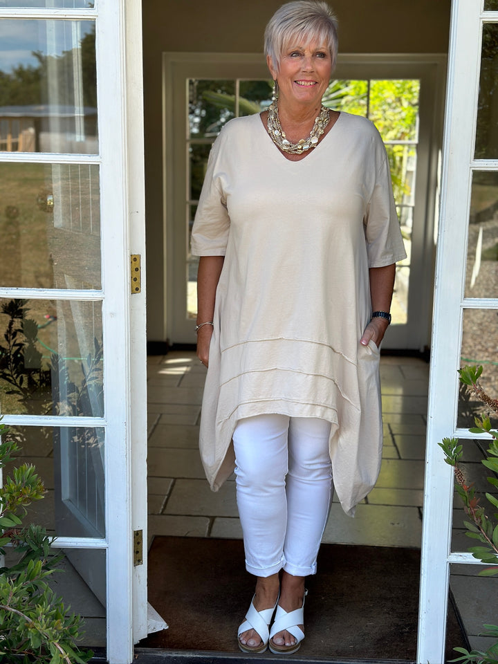 Seam Detail Tunic - ID Clothing | Beige
