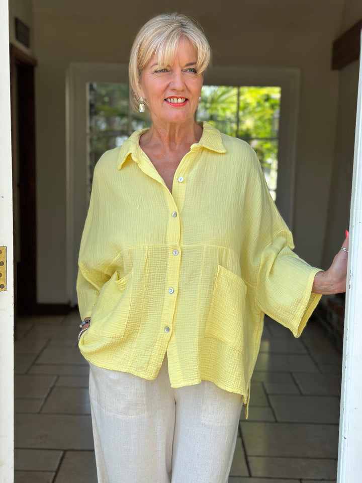 Cotton Button Shirt | Lemon