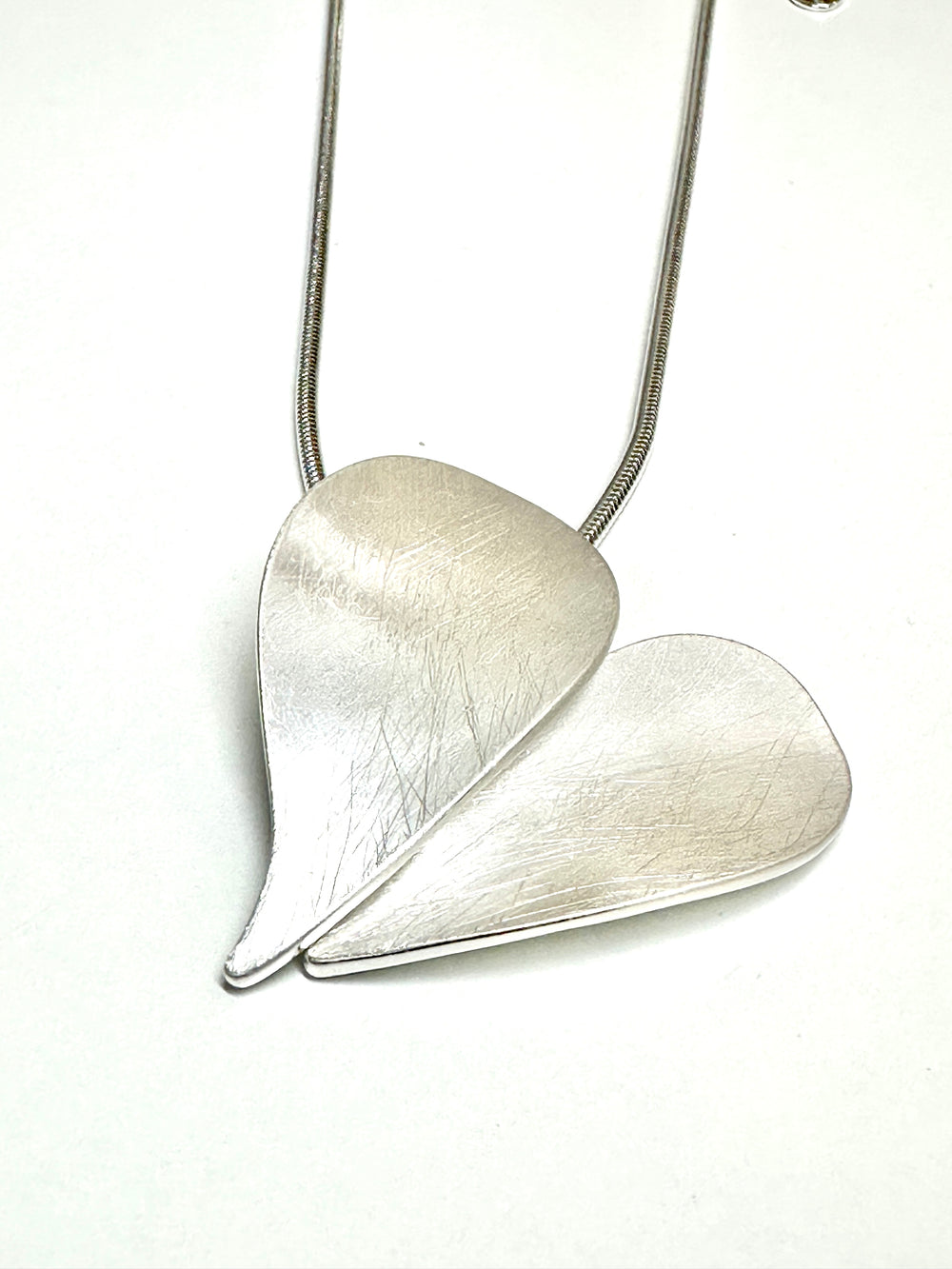 Brushed Metal Heart Necklace | Silver - Mandy's Heaven 