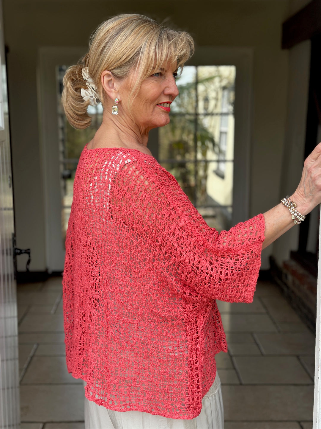 Net Edgy Crochet Top | Coral