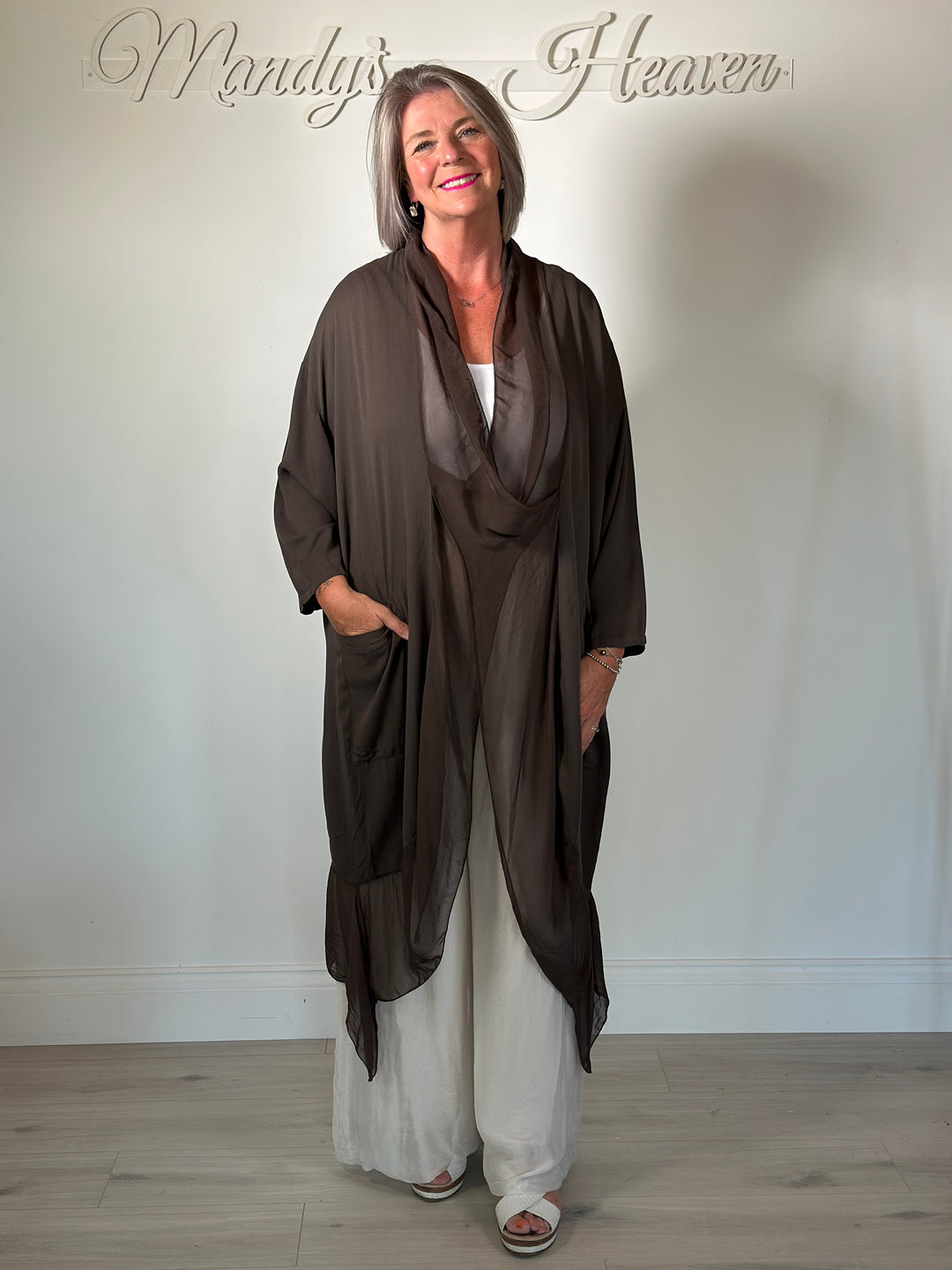 Silk Crossover Tunic | Chocolate Brown