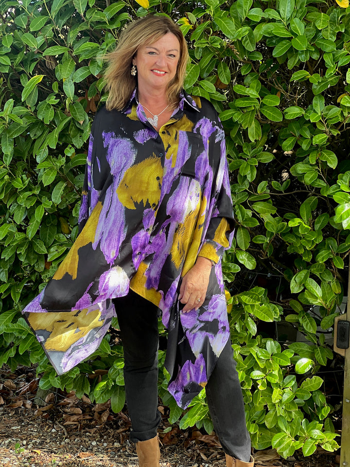 Asymmetric Abstract Shirt - Malissa J | Lilac