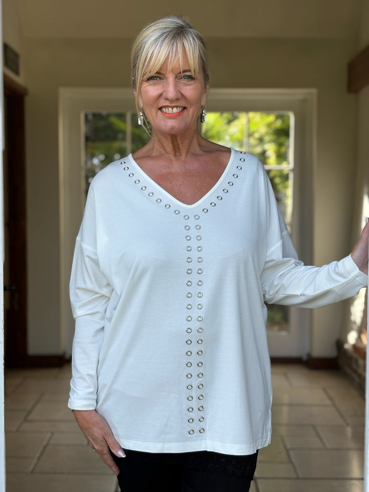 Urban Edge Stud Top - Malissa J | White