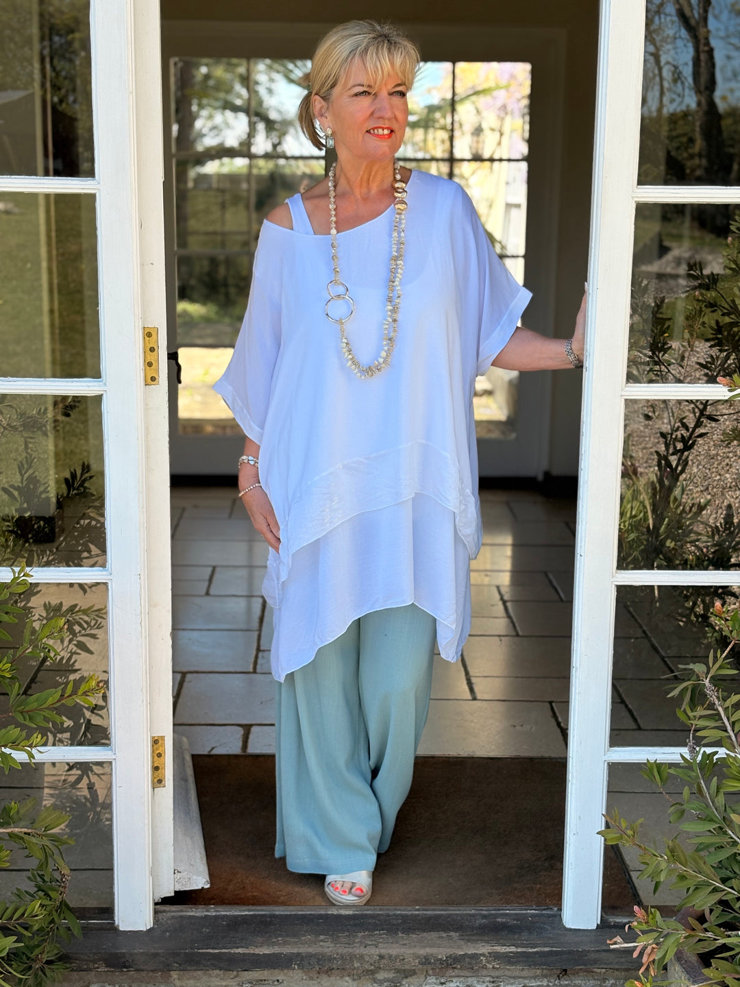 Linen-Blend Trousers | Duck Egg