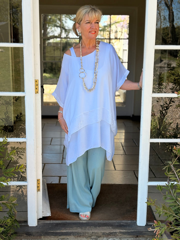 Linen-Blend Trousers | Duck Egg