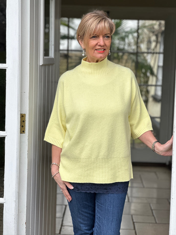 Ribbed High Neck Knit Top | Lemon - Mandy's Heaven 