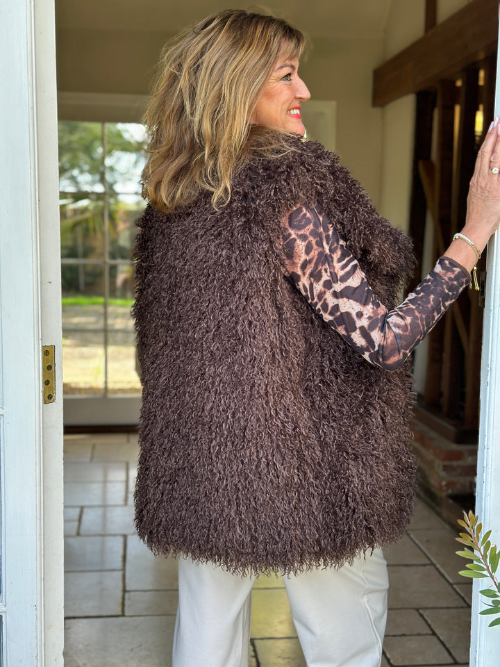Shaggy Faux Fur Gilet - Malissa J | Chocolate